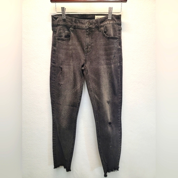 Pistola 27-in midrise black distressed chew raw hem crop skinny jean - Picture 1 of 11